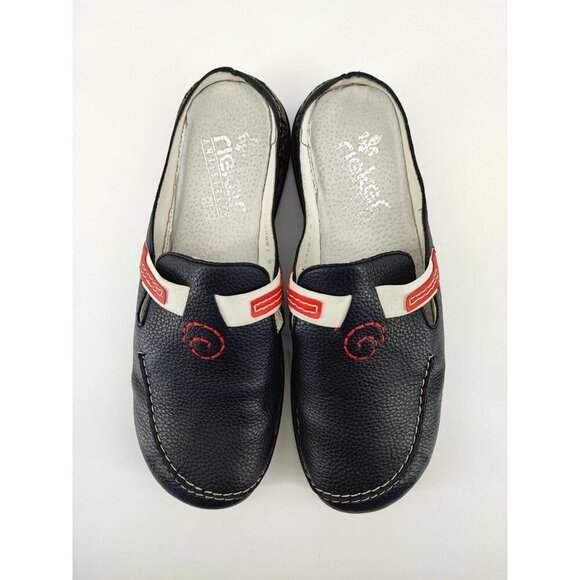 Rieker Women's Black Leather Anti-Stress Slip On Mules Clogs Size 9 US - Picture 4 of 10